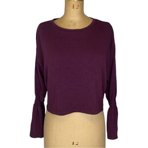 3/$30 Zara Plum Purple Bell Sleeve Detail Cropped Top Size M